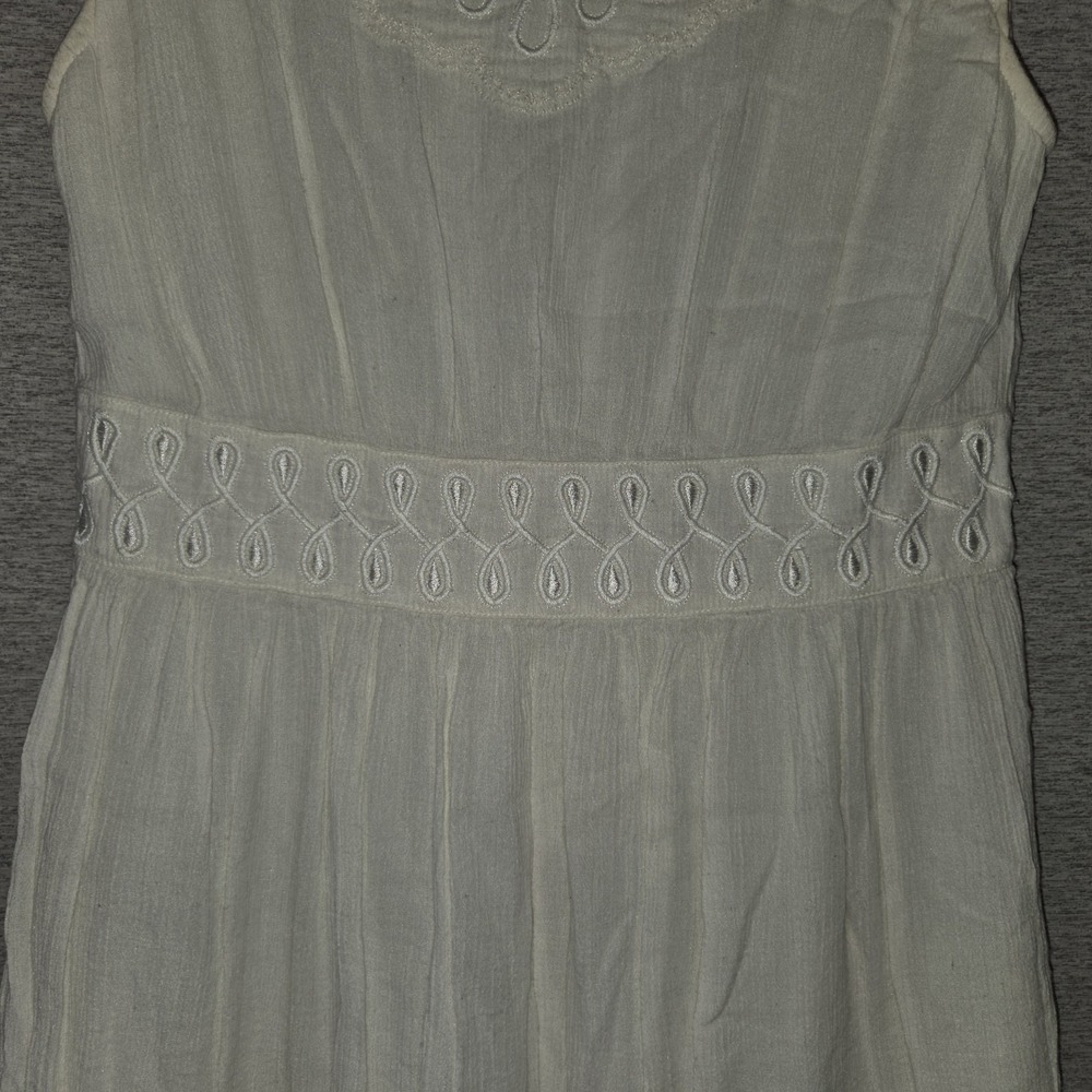 Lucky Brand Embroidered Sleeveless Dress Ivory/ Cream Boho Size Medium‎ - Picture 6 of 11